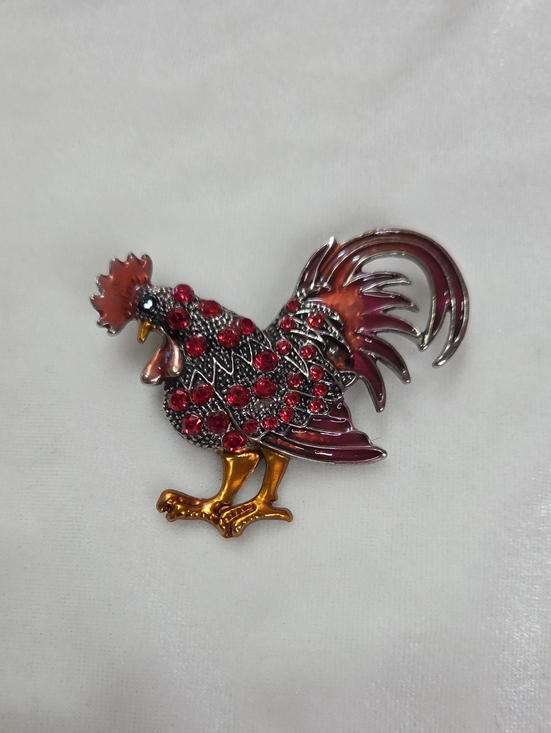 None Jewelry - Women's Red Rhinestone Rooster Brooch Retro Style Pin Rhinestones Elegant Unique